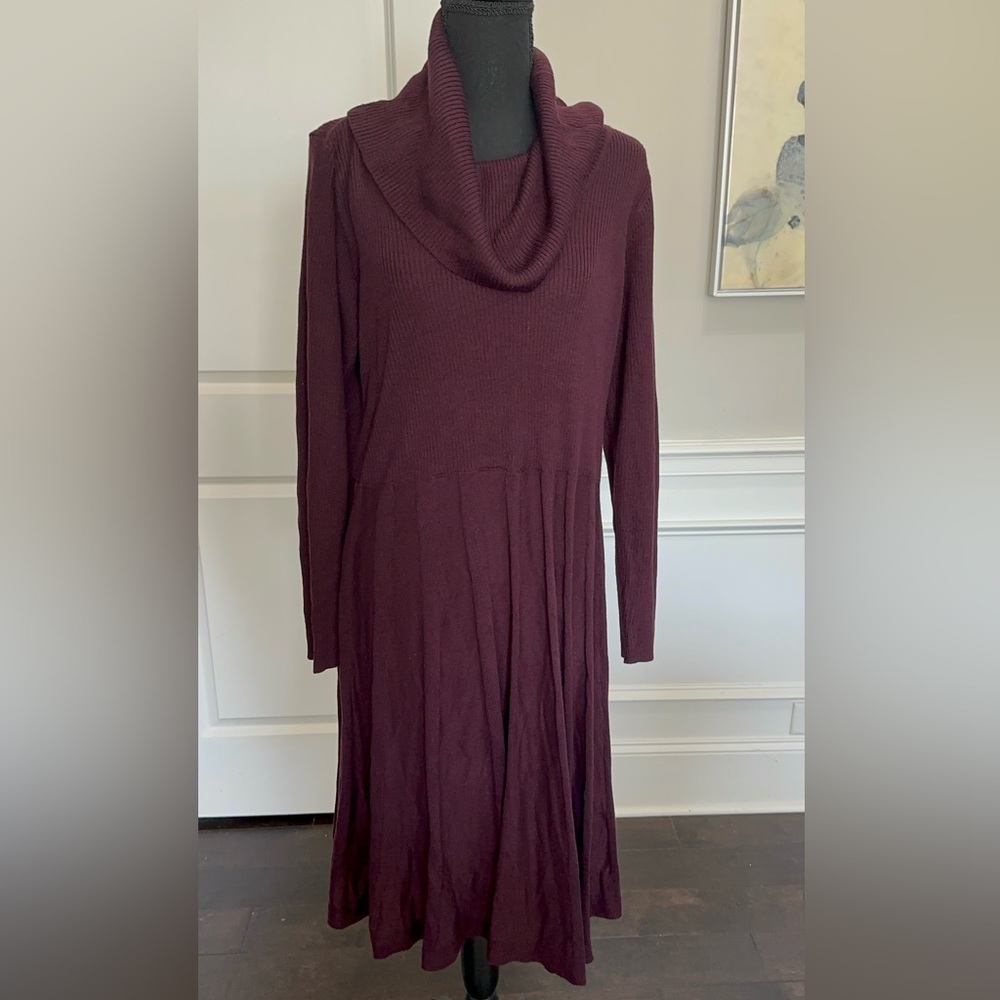Calvin Klein Women’s Marled Cowl Neck Fit & Flare Sweater Dress - Size 1X